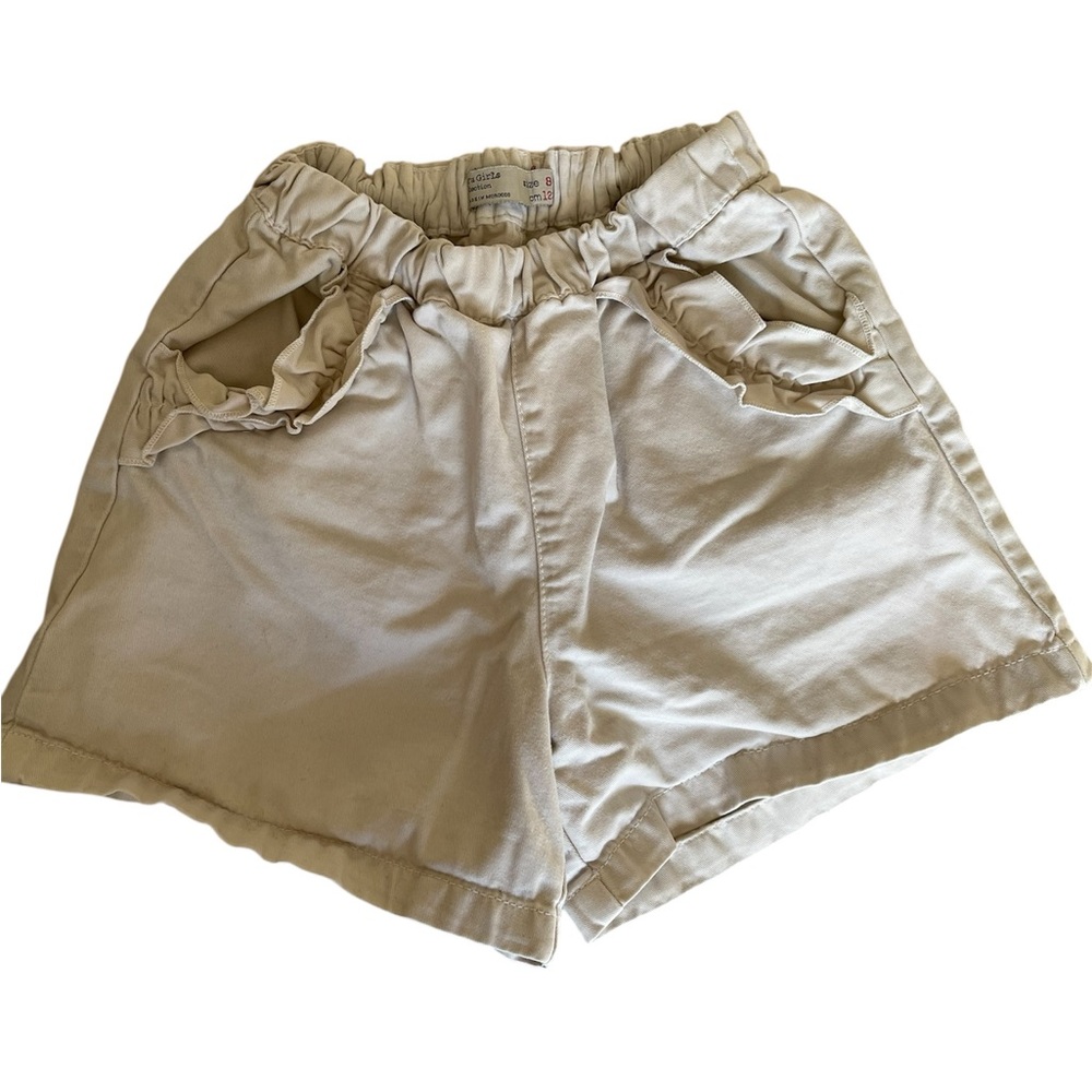 Zara Kids girls 8 khaki cream ruffle detail Shorts